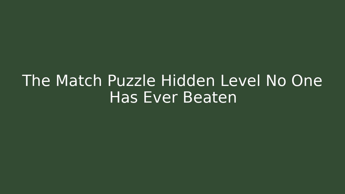 The Match Puzzle Hidden Level No One Has Ever Beaten