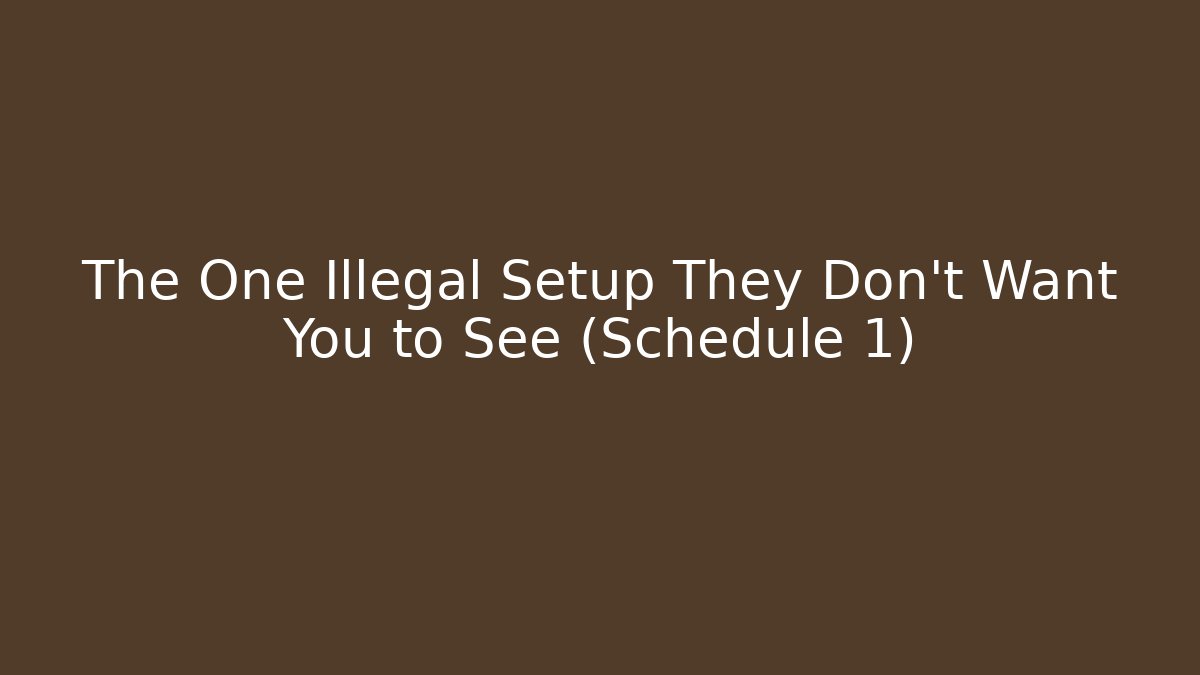 The One Illegal Setup They Don't Want You to See (Schedule 1)