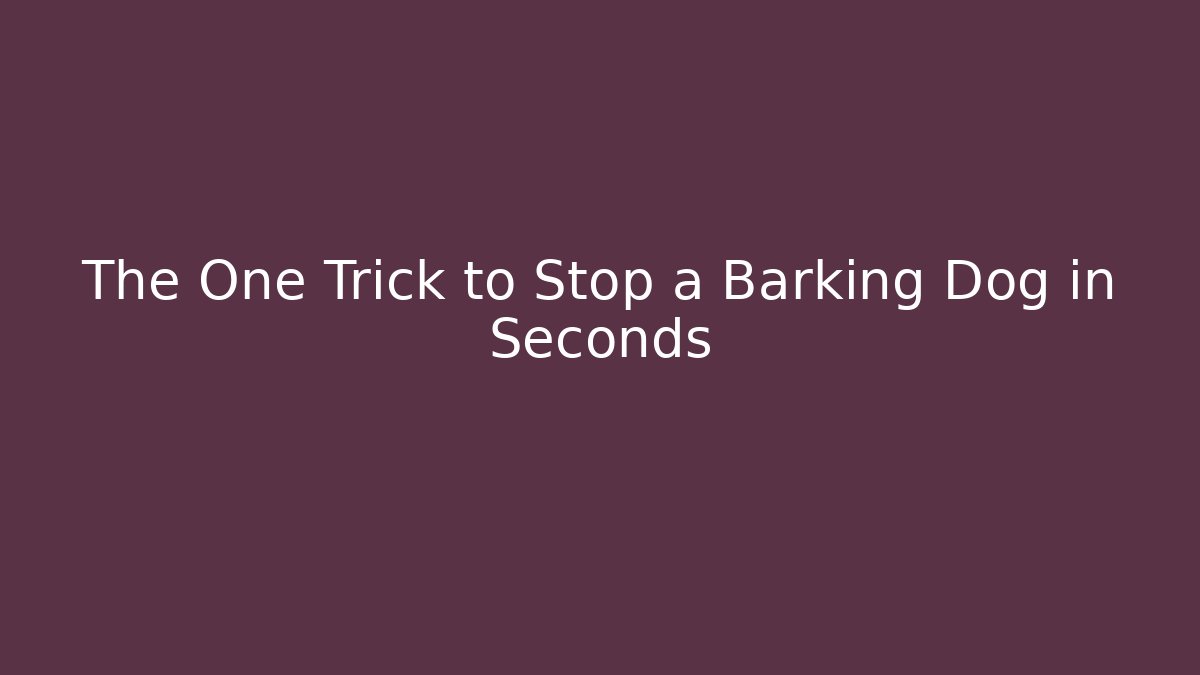 The One Trick to Stop a Barking Dog in Seconds