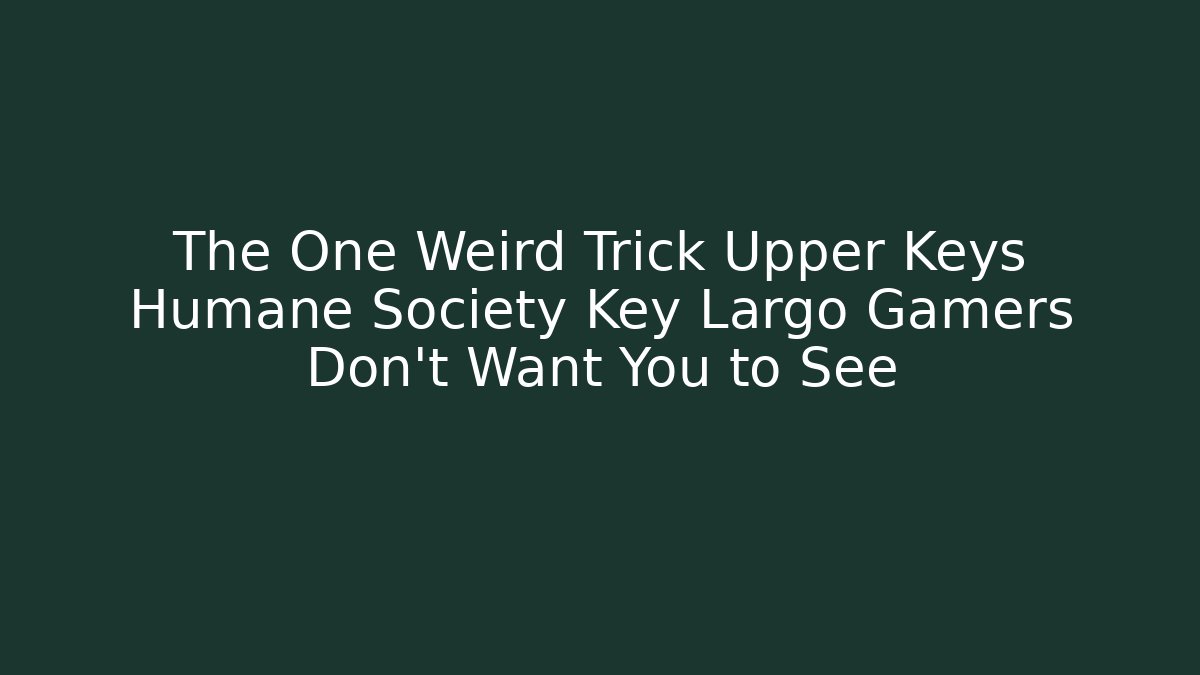 The One Weird Trick Upper Keys Humane Society Key Largo Gamers Don't Want You to See