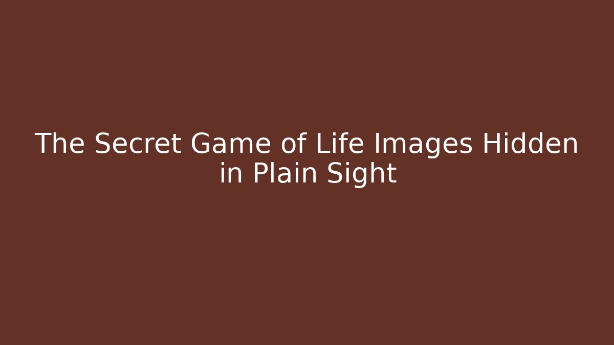 The Secret Game of Life Images Hidden in Plain Sight