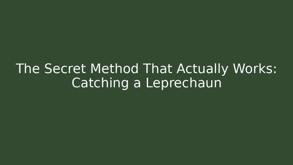 The Secret Method That Actually Works: Catching a Leprechaun - Boomer Naturals