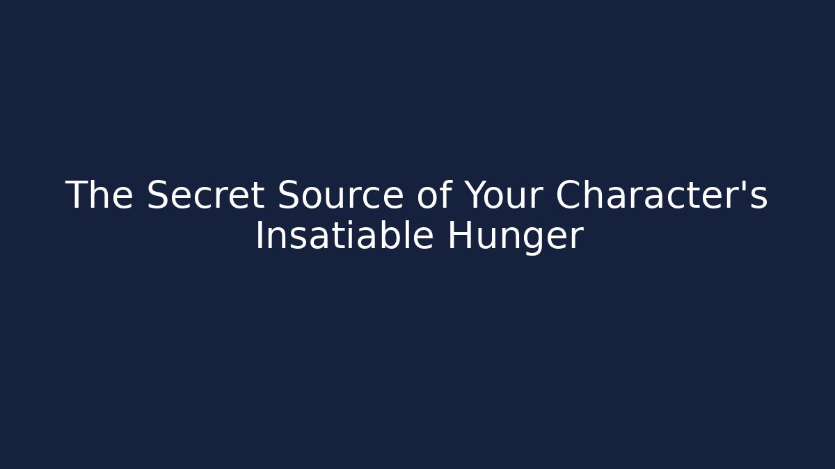 The Secret Source of Your Character's Insatiable Hunger