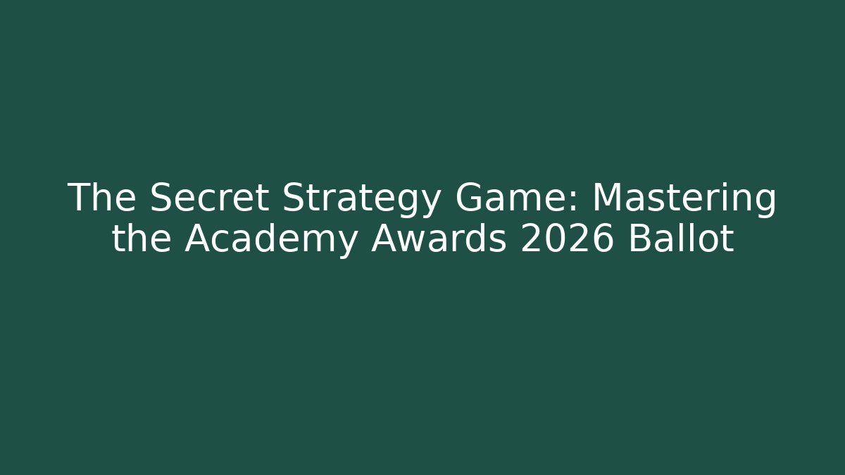 The Secret Strategy Game: Mastering the Academy Awards 2026 Ballot