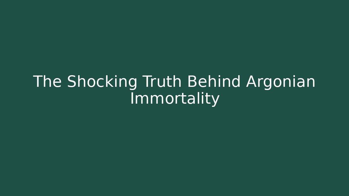 The Shocking Truth Behind Argonian Immortality