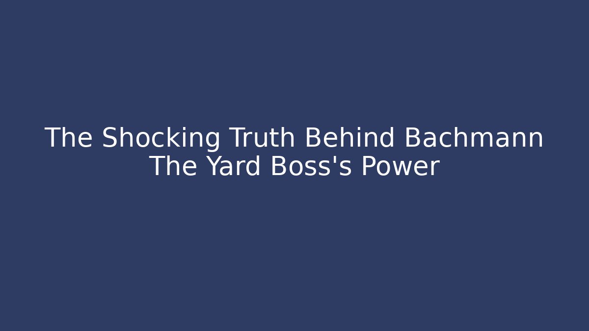 The Shocking Truth Behind Bachmann The Yard Boss’s Power