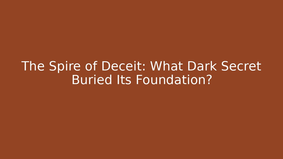 The Spire of Deceit: What Dark Secret Buried Its Foundation?