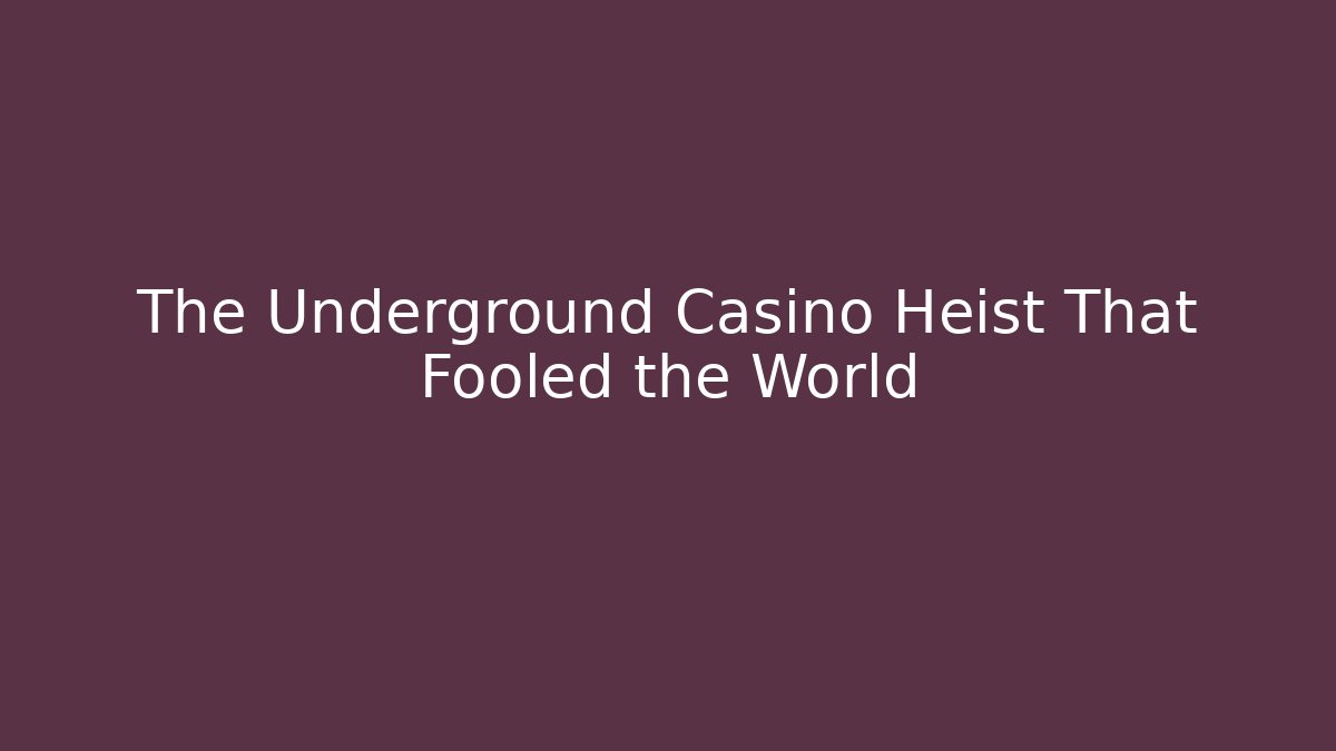 The Underground Casino Heist That Fooled the World