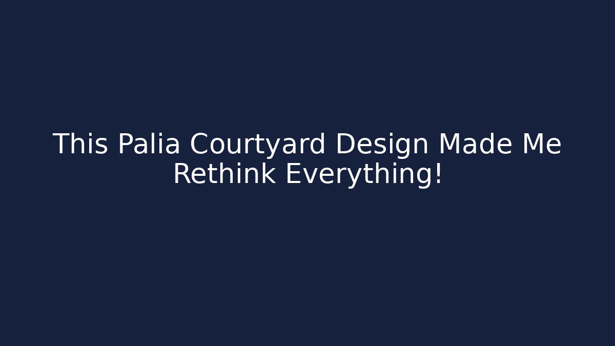This Palia Courtyard Design Made Me Rethink Everything!