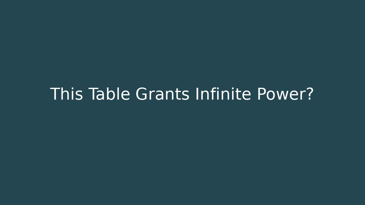 This Table Grants Infinite Power? - Boomer Naturals