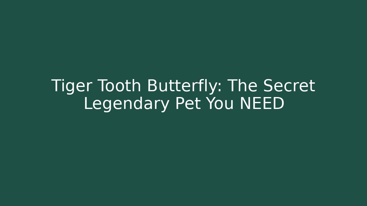 Tiger Tooth Butterfly: The Secret Legendary Pet You NEED