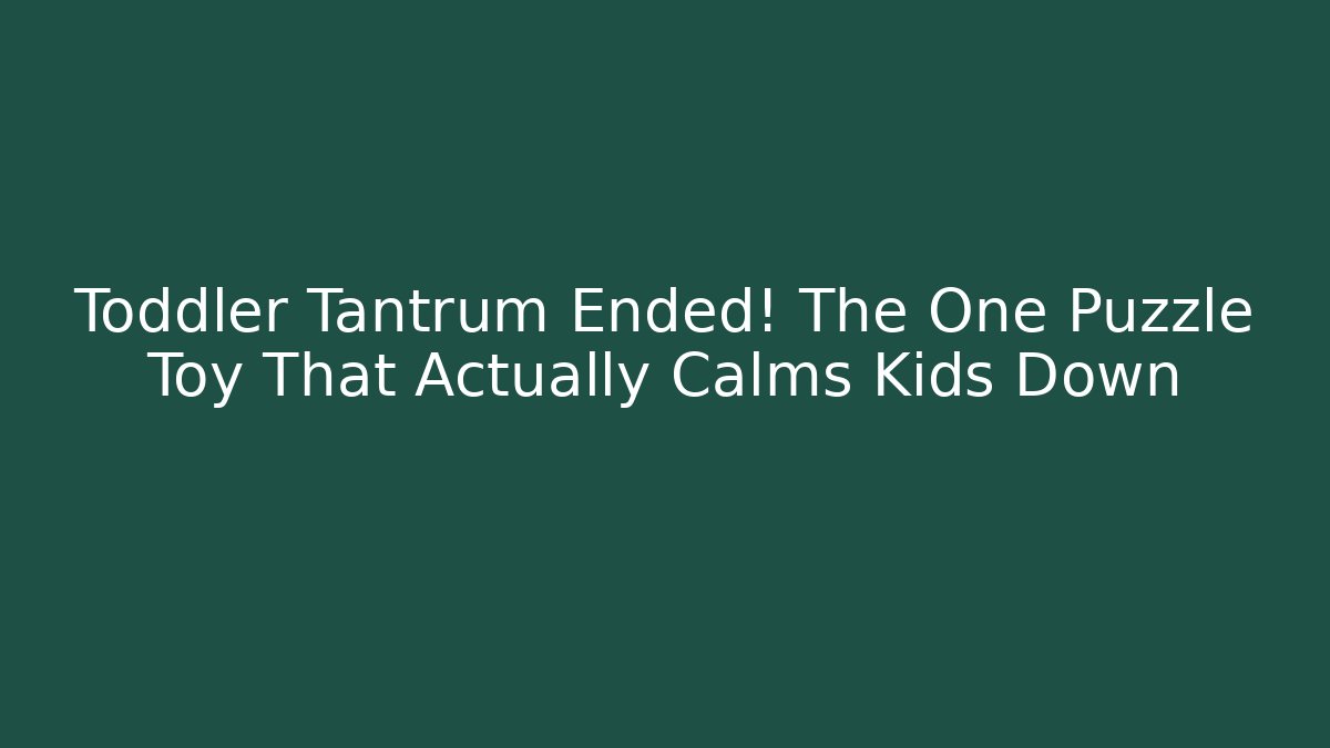 Toddler Tantrum Ended! The One Puzzle Toy That Actually Calms Kids Down