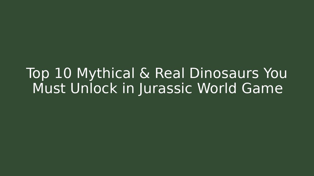 Top 10 Mythical & Real Dinosaurs You Must Unlock in Jurassic World Game