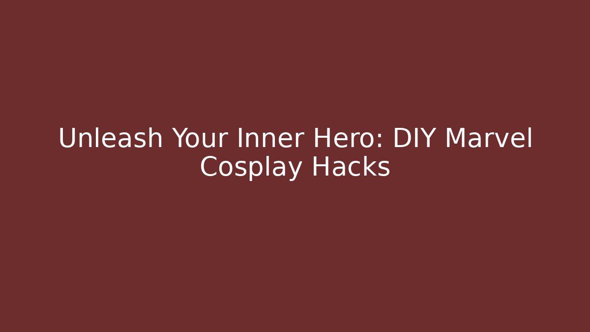 Unleash Your Inner Hero: DIY Marvel Cosplay Hacks