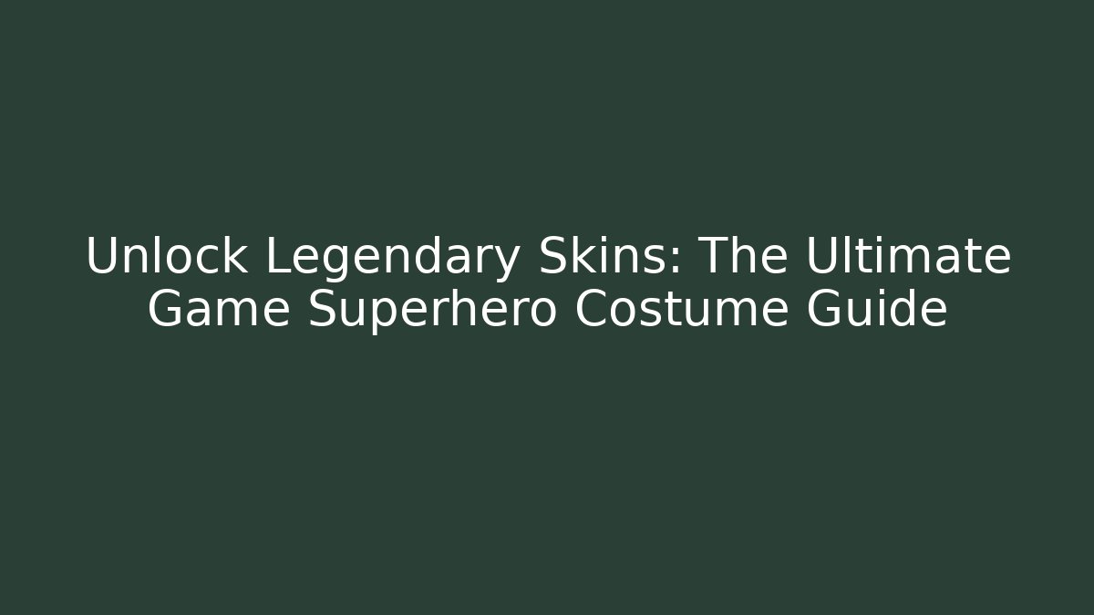 Unlock Legendary Skins: The Ultimate Game Superhero Costume Guide