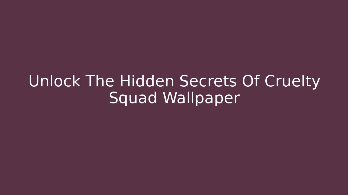 Unlock The Hidden Secrets Of Cruelty Squad Wallpaper