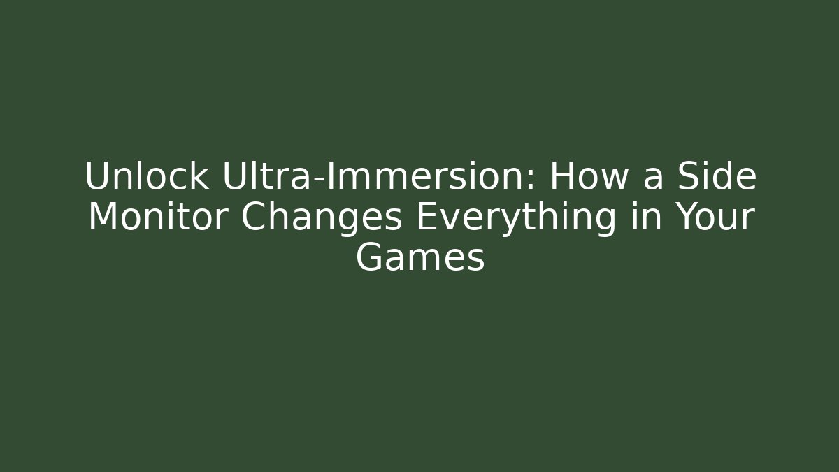 Unlock Ultra-Immersion: How a Side Monitor Changes Everything in Your Games