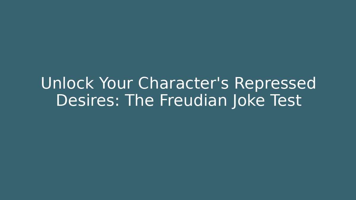 Unlock Your Character's Repressed Desires: The Freudian Joke Test