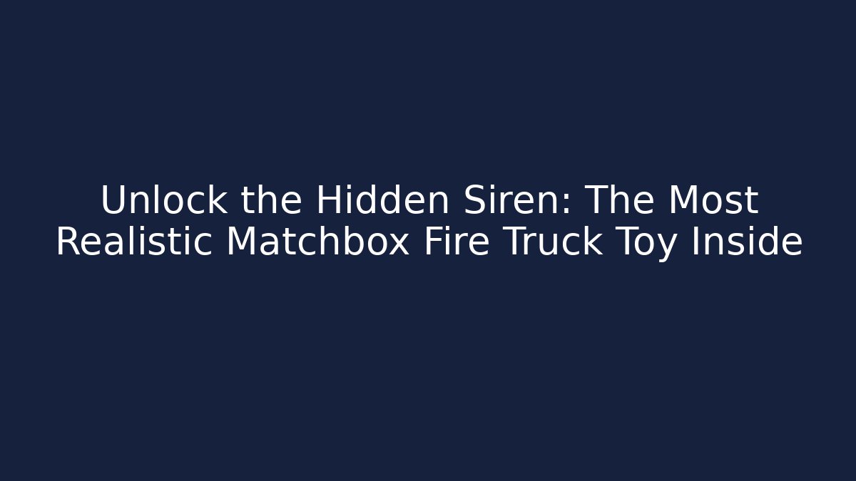 Unlock the Hidden Siren: The Most Realistic Matchbox Fire Truck Toy Inside