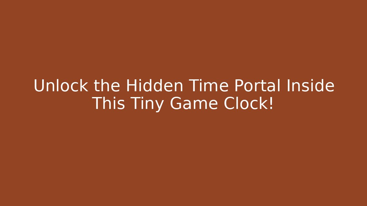 Unlock the Hidden Time Portal Inside This Tiny Game Clock!