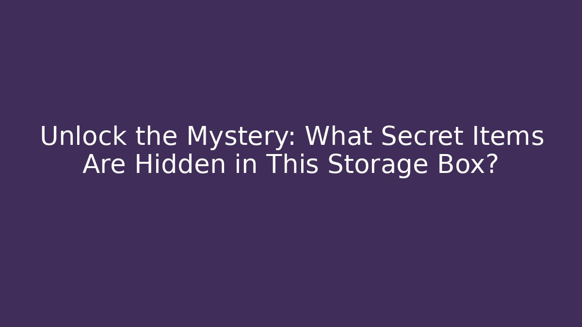 Unlock the Mystery: What Secret Items Are Hidden in This Storage Box?