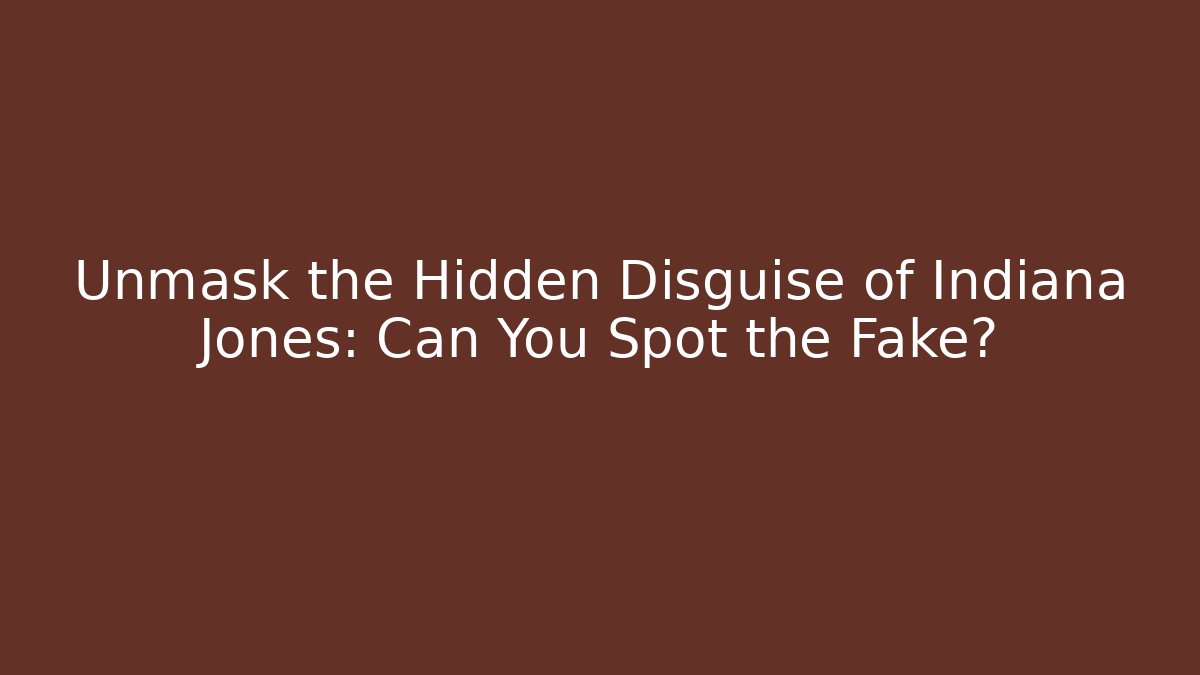Unmask the Hidden Disguise of Indiana Jones: Can You Spot the Fake?