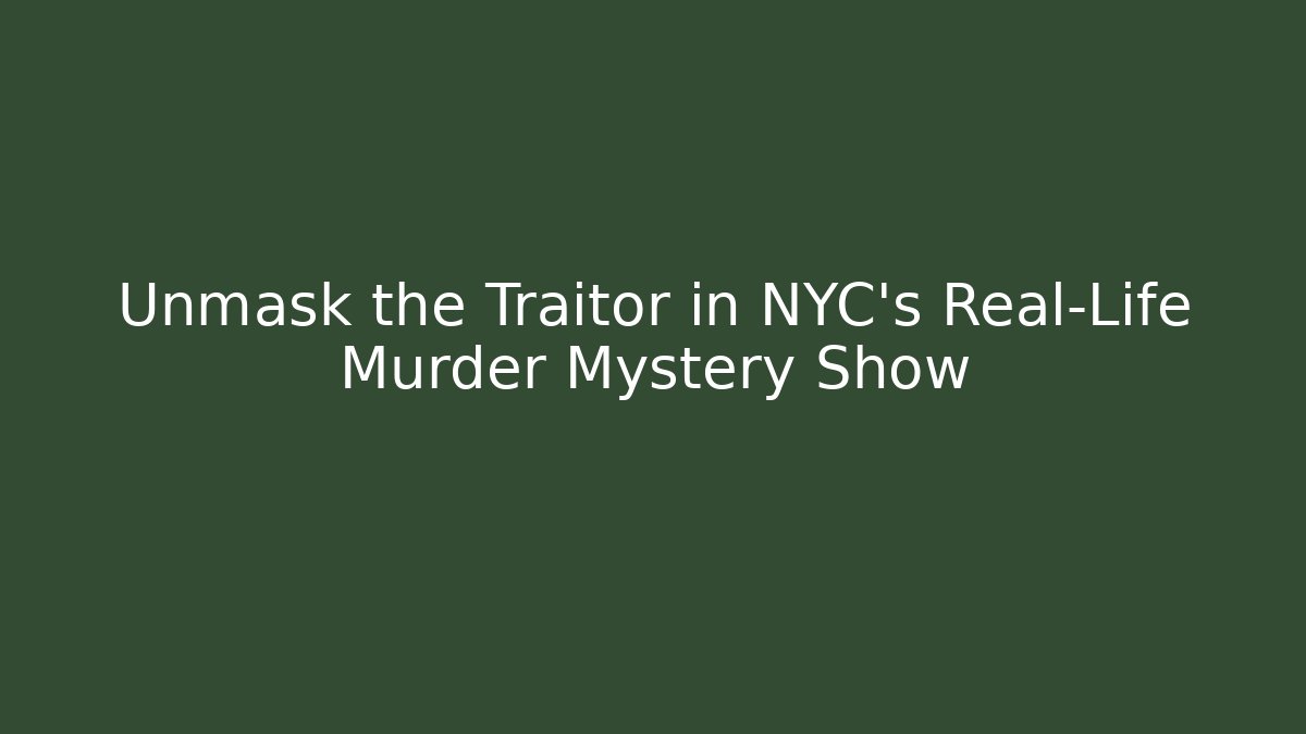 Unmask the Traitor in NYC’s Real-Life Murder Mystery Show