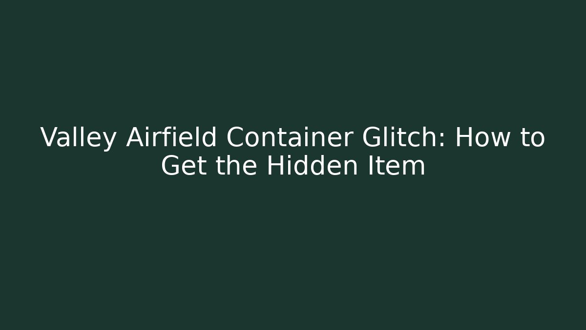 Valley Airfield Container Glitch: How to Get the Hidden Item