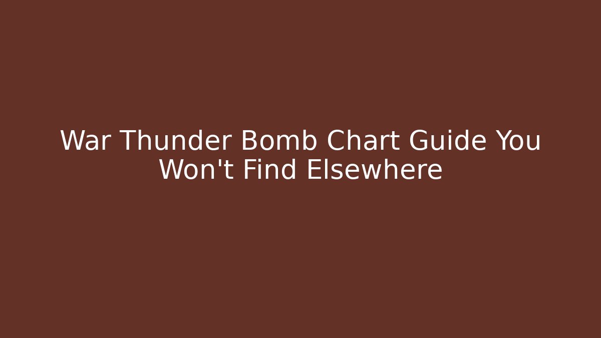 War Thunder Bomb Chart Guide You Won't Find Elsewhere