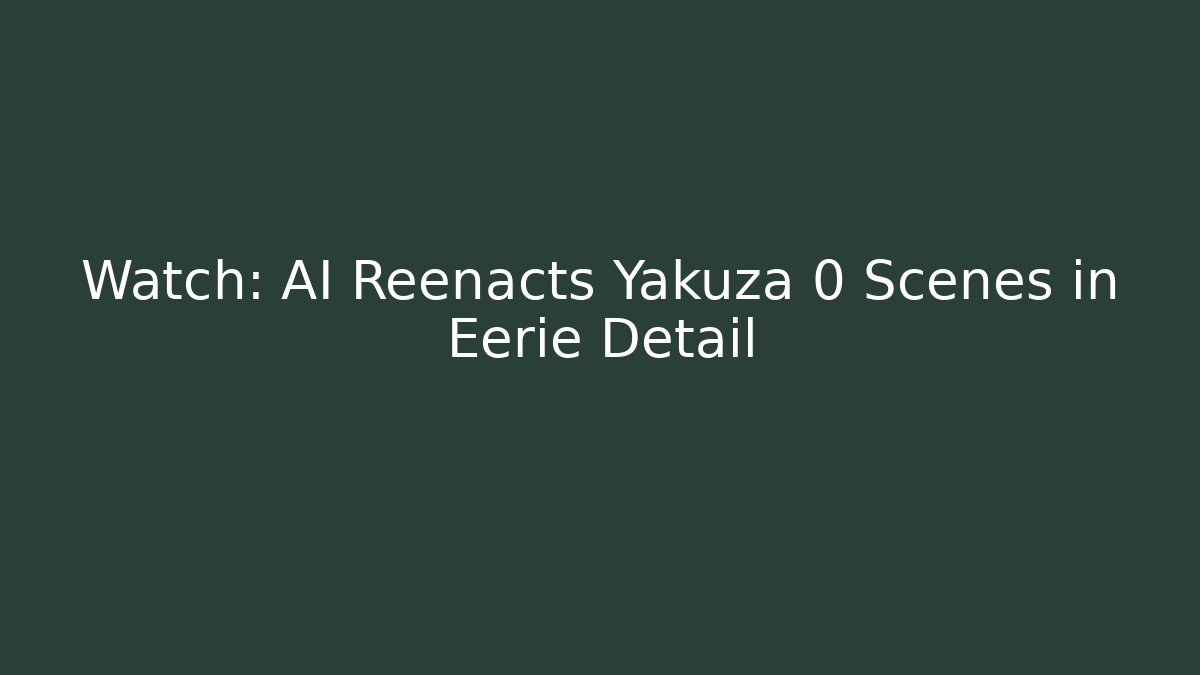 Watch: AI Reenacts Yakuza 0 Scenes in Eerie Detail