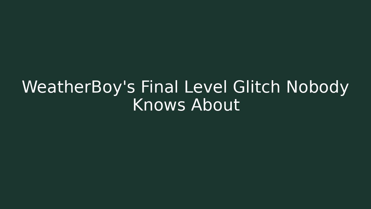 WeatherBoy's Final Level Glitch Nobody Knows About