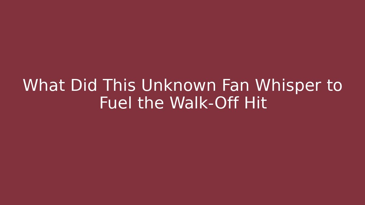 What Did This Unknown Fan Whisper to Fuel the Walk-Off Hit - Boomer Naturals