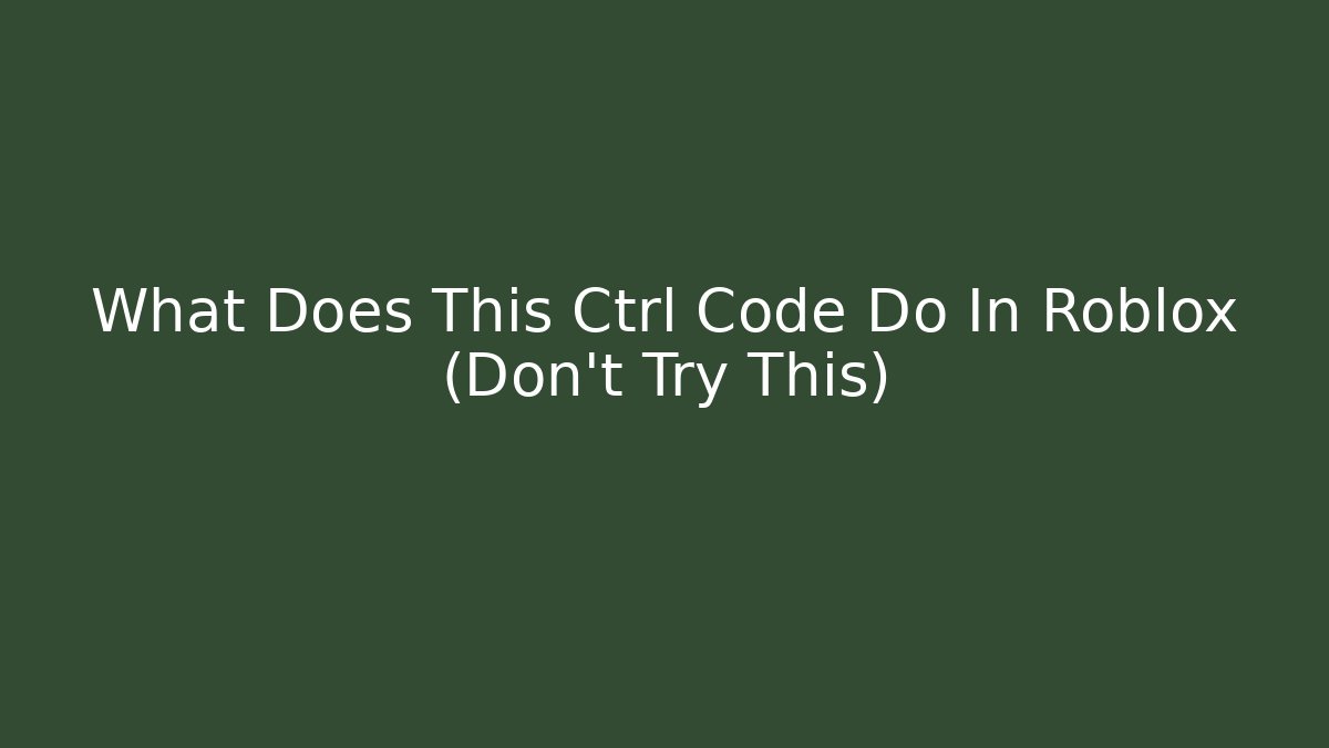 What Does This Ctrl Code Do In Roblox (Don't Try This)