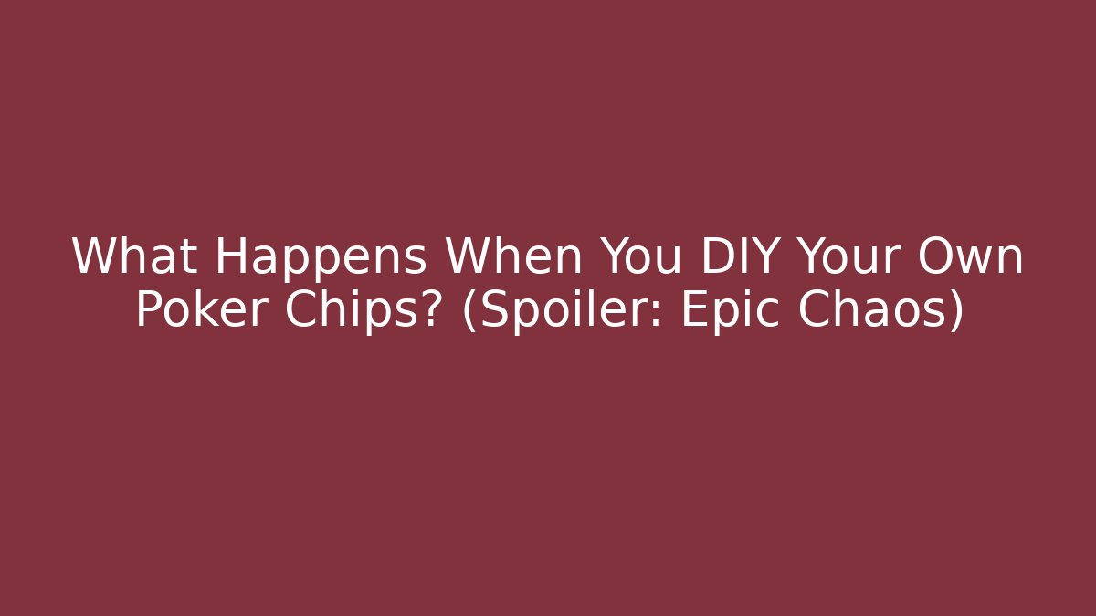 What Happens When You DIY Your Own Poker Chips? (Spoiler: Epic Chaos)