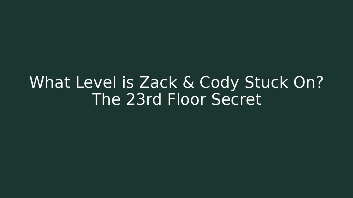 What Level is Zack & Cody Stuck On? The 23rd Floor Secret