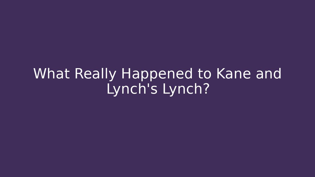 What Really Happened to Kane and Lynch's Lynch?
