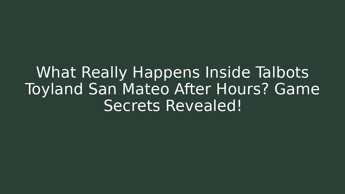 What Really Happens Inside Talbots Toyland San Mateo After Hours? Game Secrets Revealed!