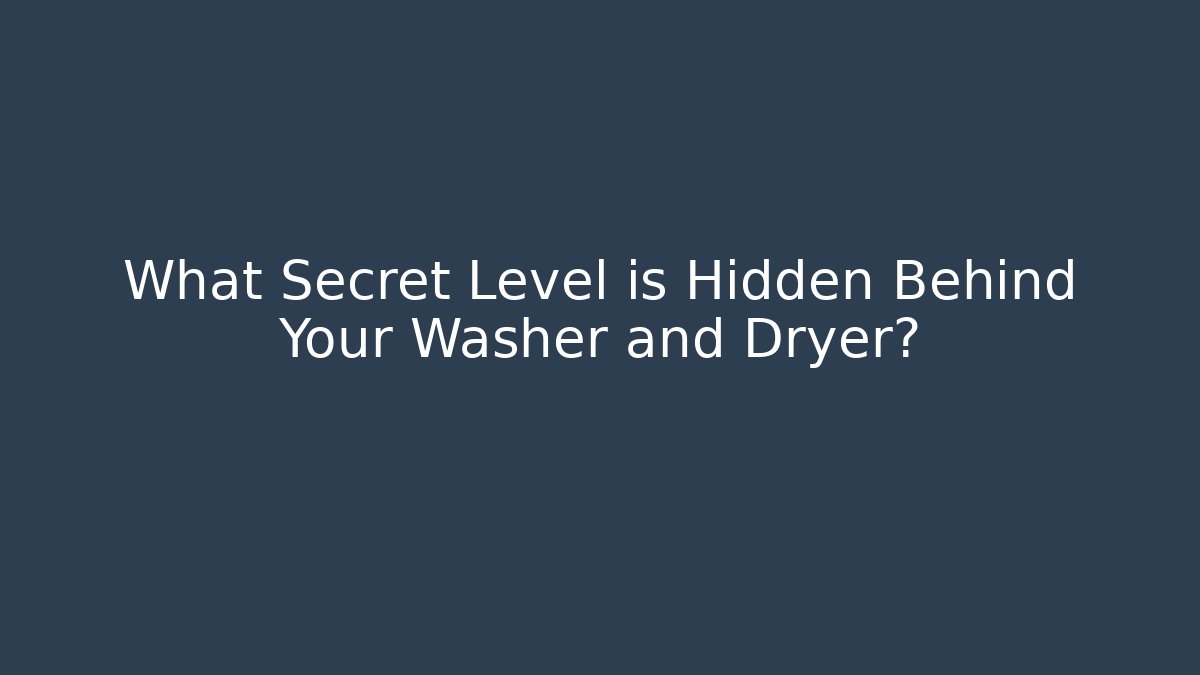 What Secret Level is Hidden Behind Your Washer and Dryer?