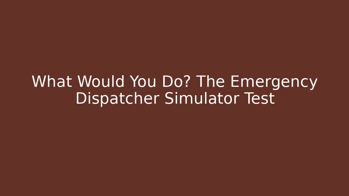 What Would You Do? The Emergency Dispatcher Simulator Test