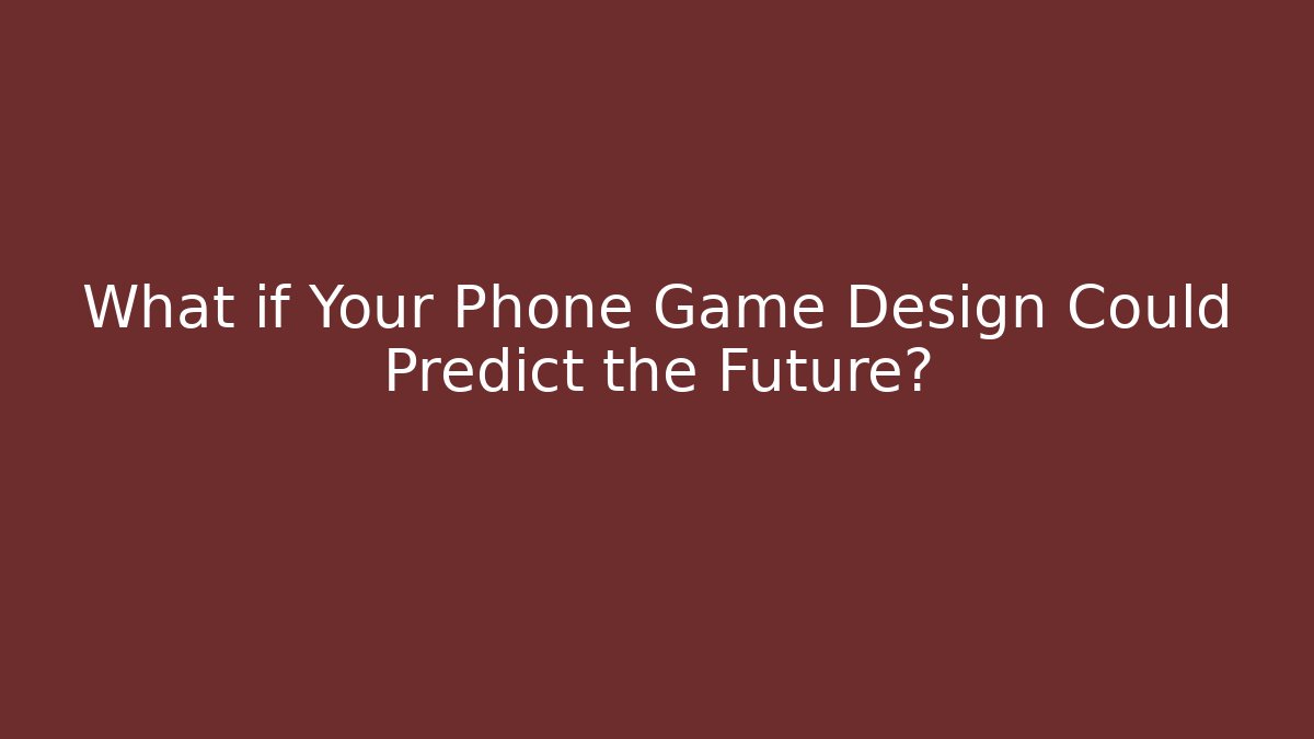 What if Your Phone Game Design Could Predict the Future?