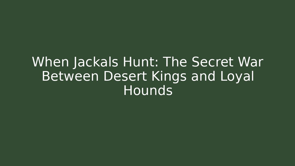 When Jackals Hunt: The Secret War Between Desert Kings and Loyal Hounds