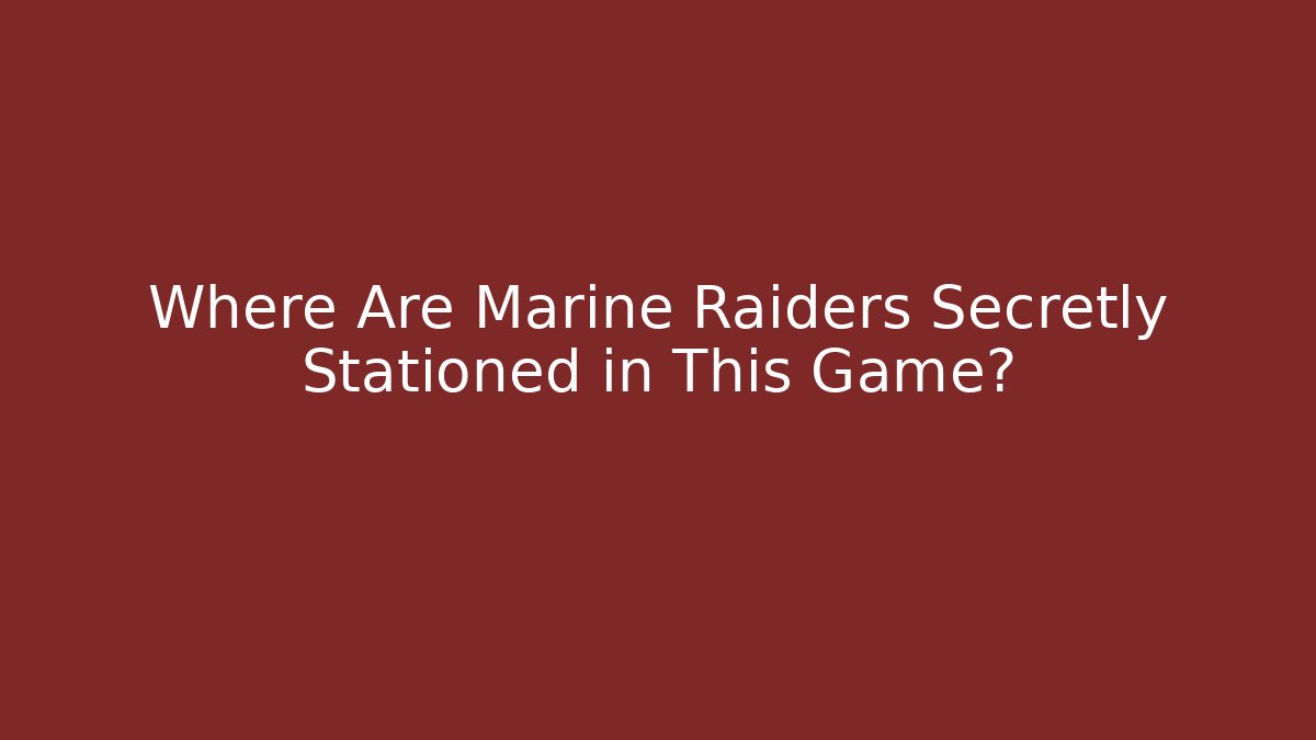 Where Are Marine Raiders Secretly Stationed in This Game? - Boomer Naturals