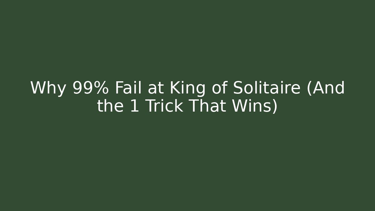 Why 99% Fail at King of Solitaire (And the 1 Trick That Wins)