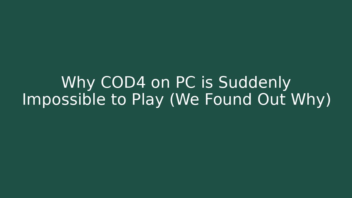 Why COD4 on PC is Suddenly Impossible to Play (We Found Out Why) - Boomer Naturals