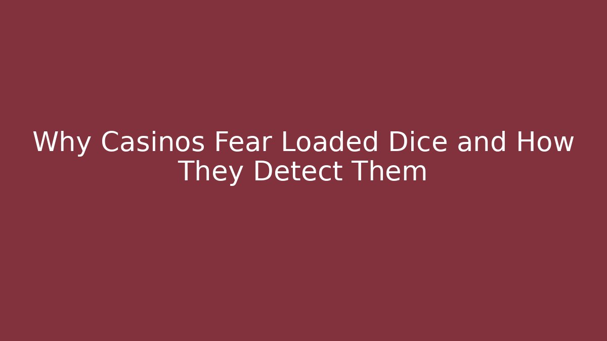Why Casinos Fear Loaded Dice and How They Detect Them
