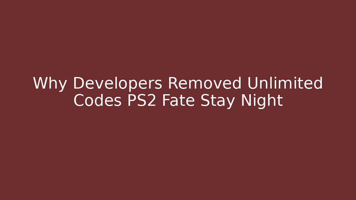 Why Developers Removed Unlimited Codes PS2 Fate Stay Night - Boomer Naturals
