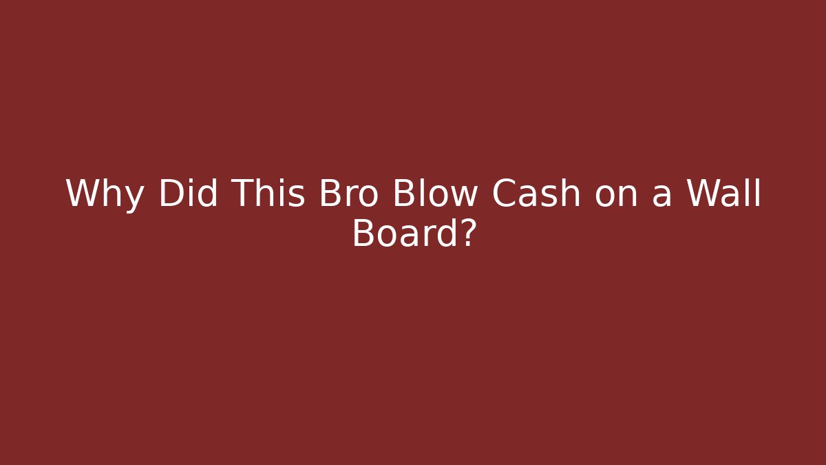 Why Did This Bro Blow Cash on a Wall Board?