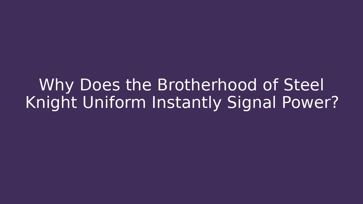 Why Does the Brotherhood of Steel Knight Uniform Instantly Signal Power? - Boomer Naturals