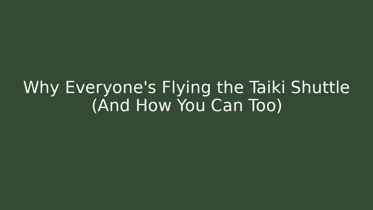 Why Everyone’s Flying the Taiki Shuttle (And How You Can Too)