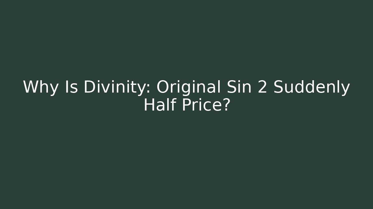 Why Is Divinity: Original Sin 2 Suddenly Half Price?